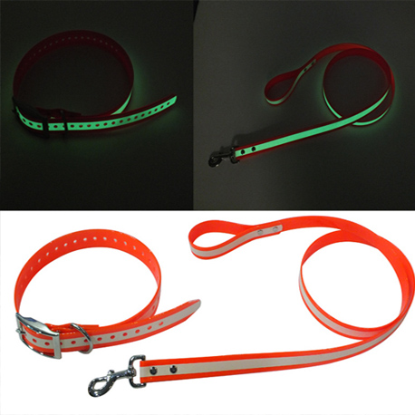 1inch wide 22inches long glowing in the dark TPU dog collar blaze orange