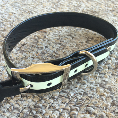 Black glowing in the dark TPU dog collars 40cm long