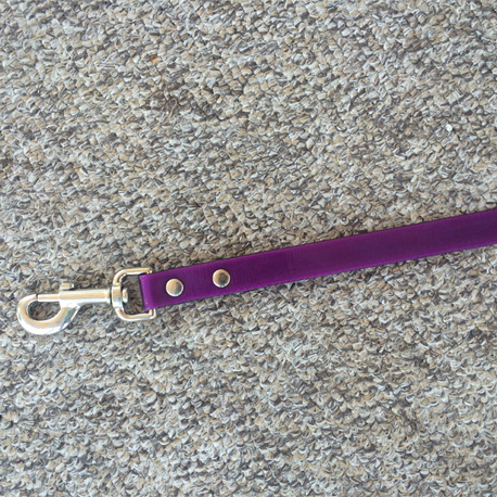 Purple custom handmade dog leash in TPU coated nylon