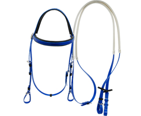 Cold resistant durable baby blue TPU horse headstall with a full browband