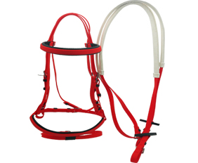 Classic hunter double nosebands bridle with rein red