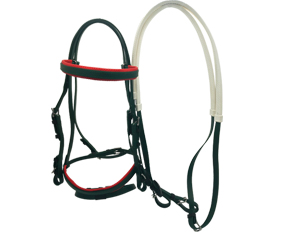 Equestrian supplies PVC riding bridle with rubber reins in dark green